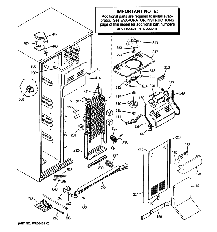 FREEZER SECTION Diagram and Parts List for GCE23LBWIFBB  General Electric Refrigerator