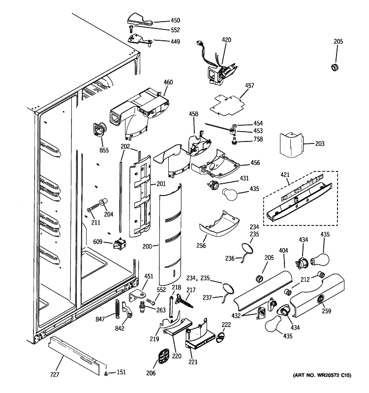 FRESH FOOD SECTION Diagram and Parts List for GSK25LCWICCC  General Electric Refrigerator