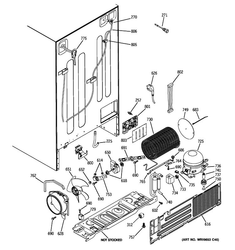 SEALED SYSTEM & MOTHER BOARD Diagram and Parts List for PCE23NHTJFSS  General Electric Refrigerator
