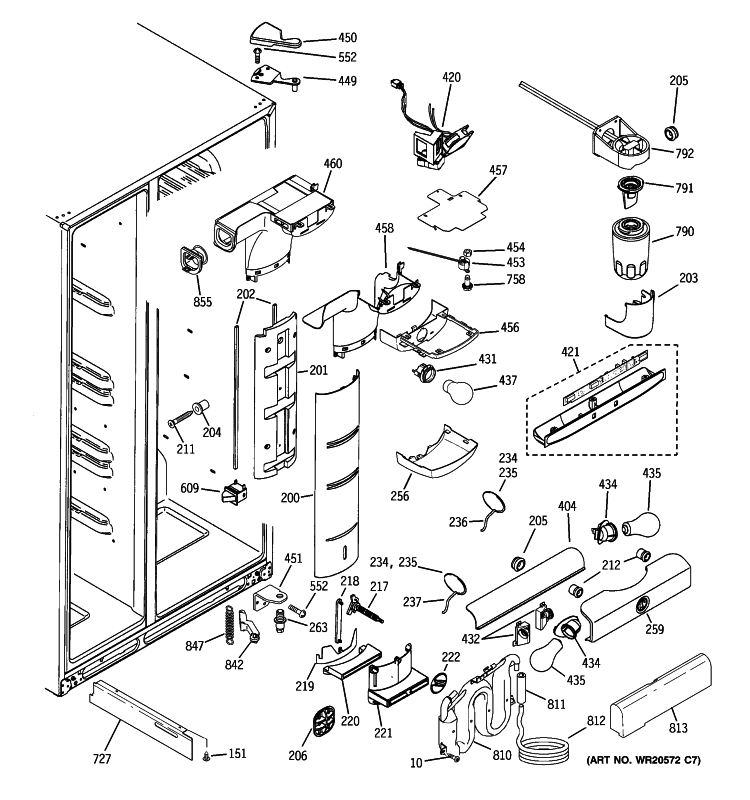 FRESH FOOD SECTION Diagram and Parts List for PCE23NHTJFSS  General Electric Refrigerator