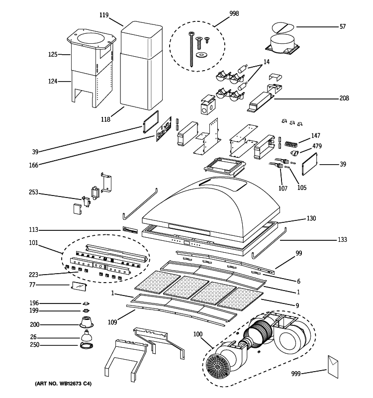 RANGE HOOD Diagram and Parts List for ZV1050SF2SS  General Electric Range Hood