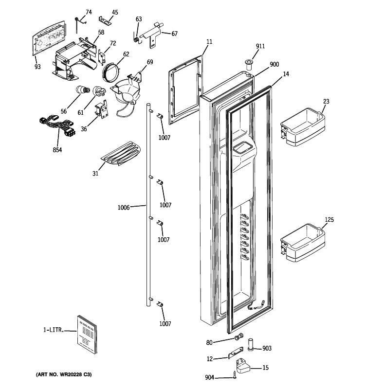 FREEZER DOOR Diagram and Parts List for GWE23LGTJFSS  General Electric Refrigerator
