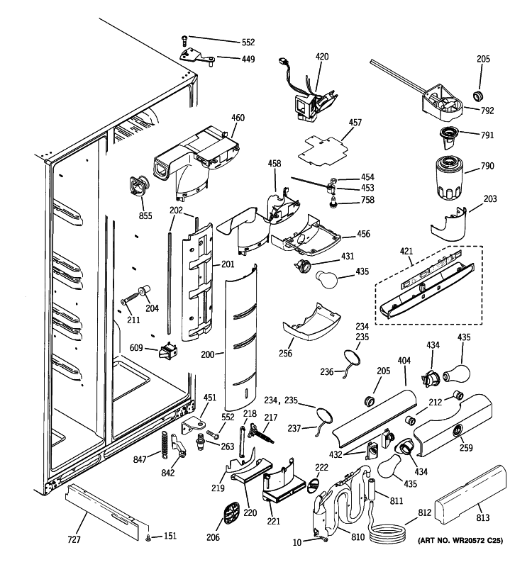 FRESH FOOD SECTION Diagram and Parts List for ZCE23NGTJFNB  General Electric Refrigerator