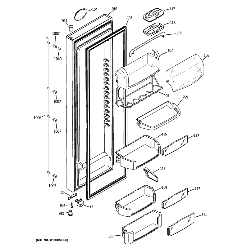 FRESH FOOD DOOR Diagram and Parts List for ZCE23SGTJSS  General Electric Refrigerator
