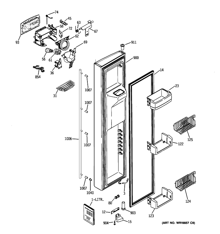 FREEZER DOOR Diagram and Parts List for ZSE27SGWISS  General Electric Refrigerator