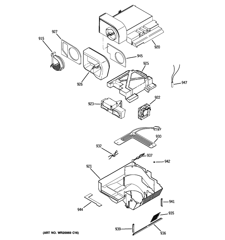 CUSTOM COOL Diagram and Parts List for ZSE27SGWISS  General Electric Refrigerator