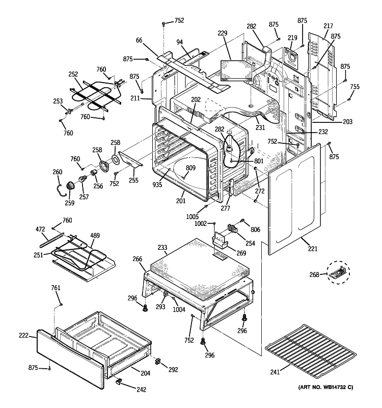 BODY PARTS Diagram and Parts List for JB650SP1SS  General Electric Range