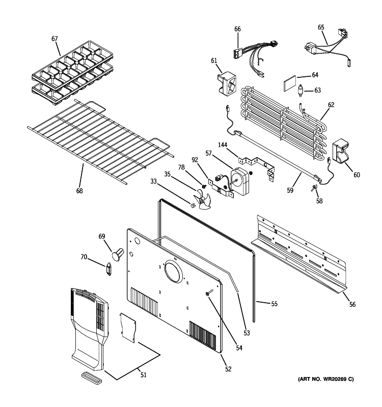 FREEZER SECTION Diagram and Parts List for GTH21SBWASS  General Electric Refrigerator