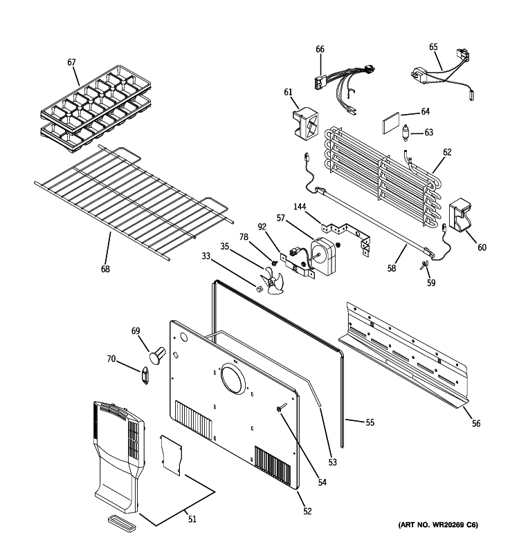FREEZER SECTION Diagram and Parts List for GTS21SBXASS  General Electric Refrigerator
