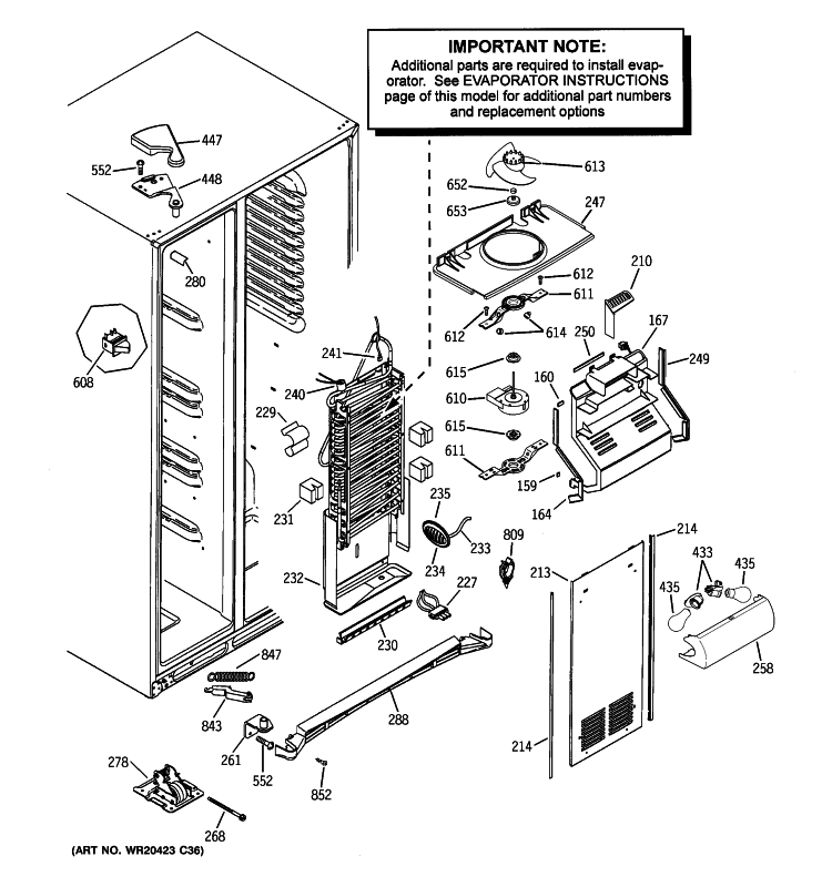 FREEZER SECTION Diagram and Parts List for PSK25NGWICWW  General Electric Refrigerator