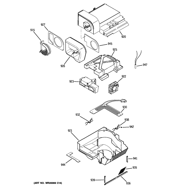 CUSTOM COOL Diagram and Parts List for PCE23TGXAFWW  General Electric Refrigerator