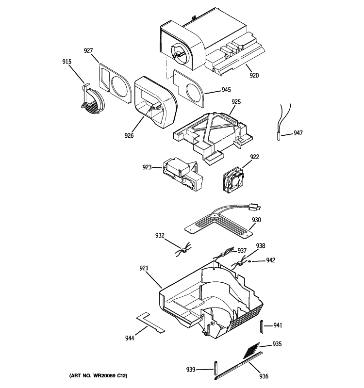 CUSTOM COOL Diagram and Parts List for PIE23VGXAFSV  General Electric Refrigerator