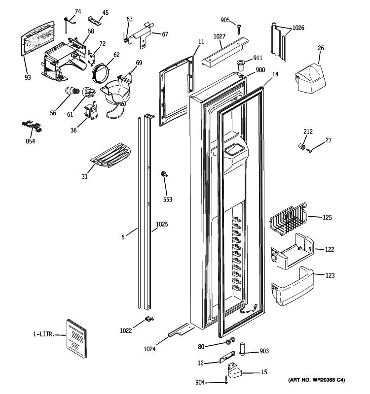 FREEZER DOOR Diagram and Parts List for PJE25PGTJFKB  General Electric Refrigerator