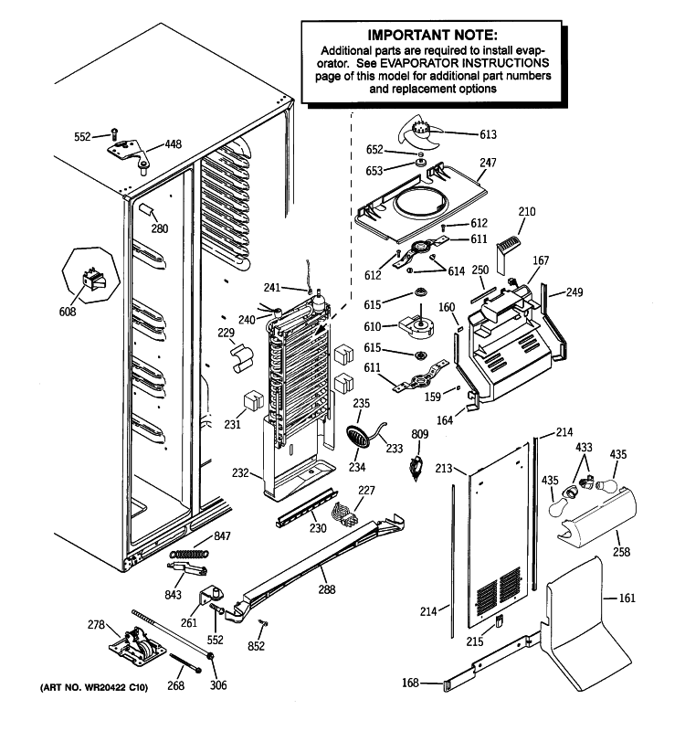 FREEZER SECTION Diagram and Parts List for PJE25PGTJFKB  General Electric Refrigerator