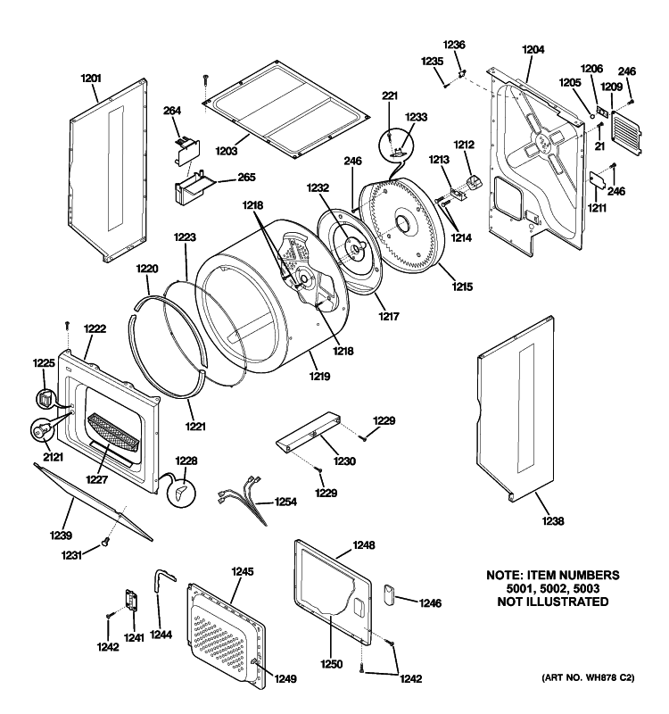DOOR & DRUM PARTS Diagram and Parts List for WSM2700HCWWW  General Electric Washer Dryer Combo