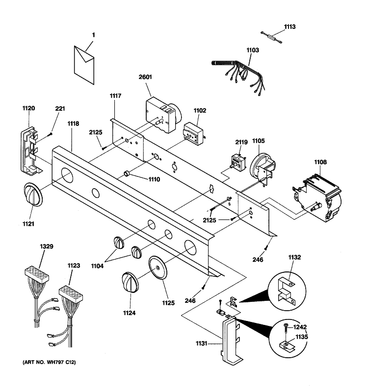 CONTROL PANEL Diagram and Parts List for WSM2780HDWWW  General Electric Washer Dryer Combo