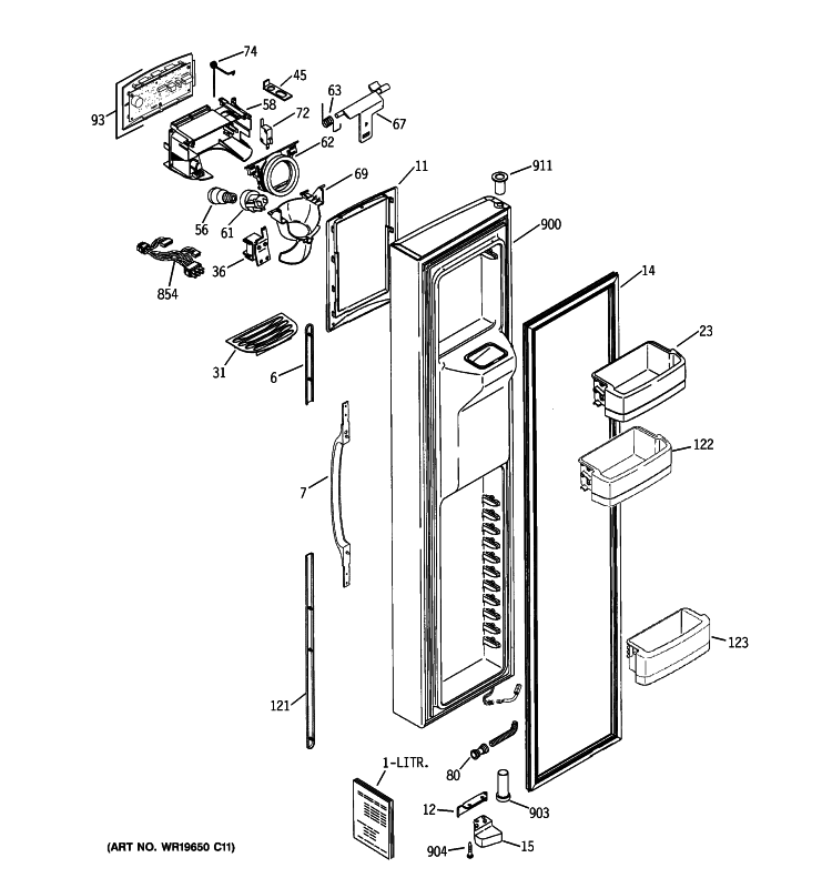 FREEZER DOOR Diagram and Parts List for HSK27MGWICCC  Hotpoint Refrigerator