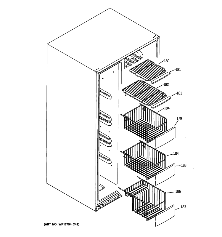 FREEZER SHELVES Diagram and Parts List for HSK27MGWICCC  Hotpoint Refrigerator