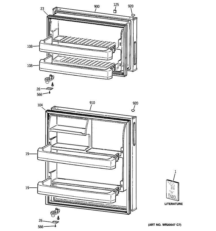 DOORS Diagram and Parts List for HTR16ABSDLCC  Hotpoint Refrigerator