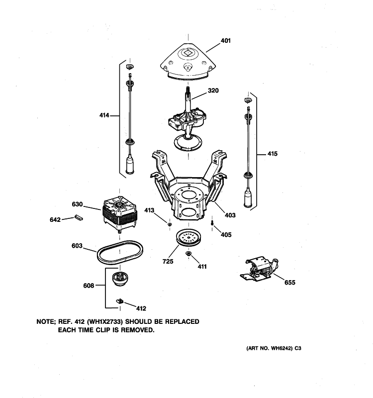 SUSPENSION, PUMP & DRIVE COMPONENTS Diagram and Parts List for VWXR4100T4AB  Hotpoint Washer