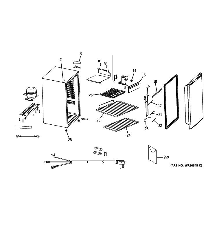 REFRIGERATOR Diagram and Parts List for SMR03BAVBWW  General Electric Refrigerator