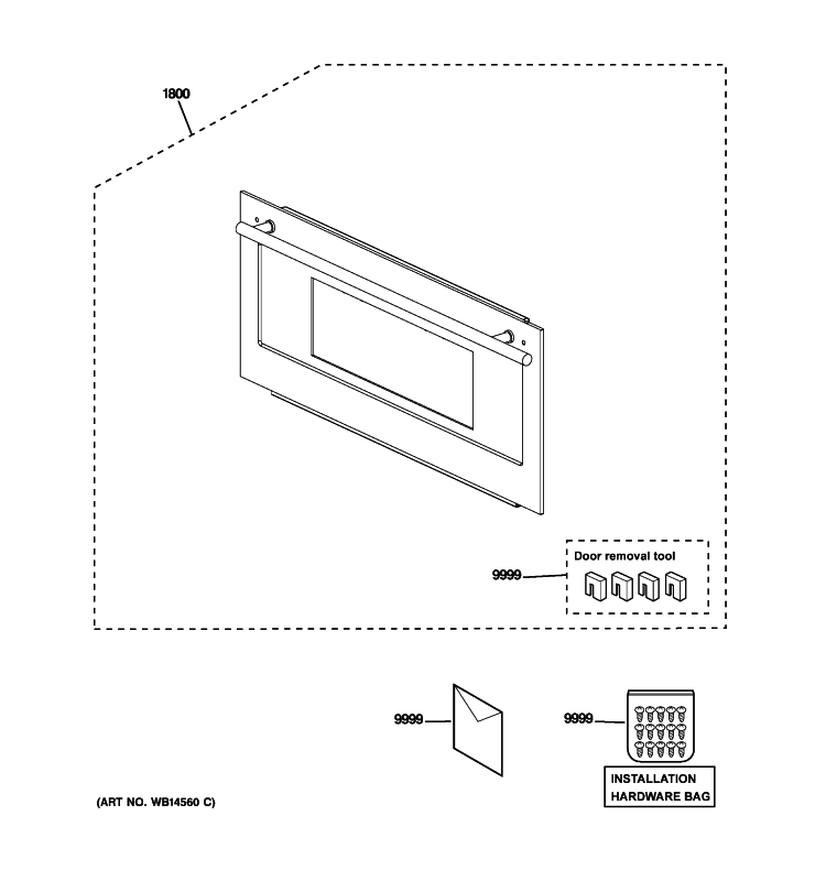 DOOR PARTS Diagram and Parts List for ZSC2200NWW01  General Electric Microwave