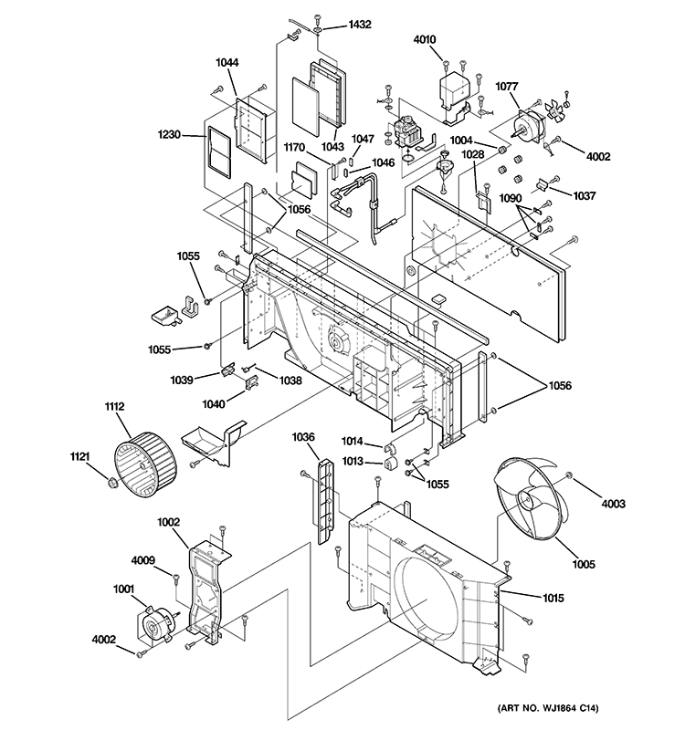 MOTOR & CHASSIS PARTS Diagram and Parts List for AZ38H15EACM1  General Electric Air Conditioner