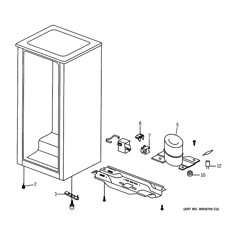 UNIT PARTS Diagram and Parts List for GMR04AAMAWW  General Electric Refrigerator