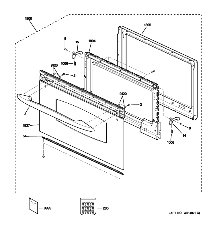 DOOR PARTS Diagram and Parts List for PSB1000NBB01  General Electric Microwave