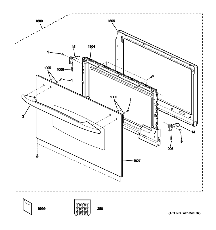 DOOR PARTS Diagram and Parts List for PSB1001NSS01  General Electric Microwave