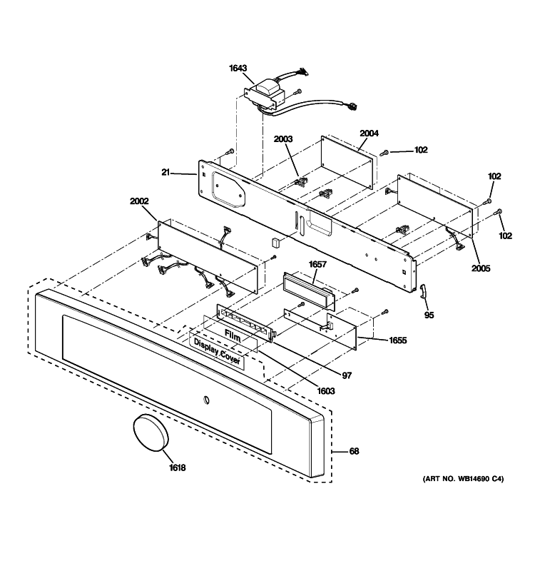 CONTROLLER PARTS Diagram and Parts List for PSB1001NSS01  General Electric Microwave