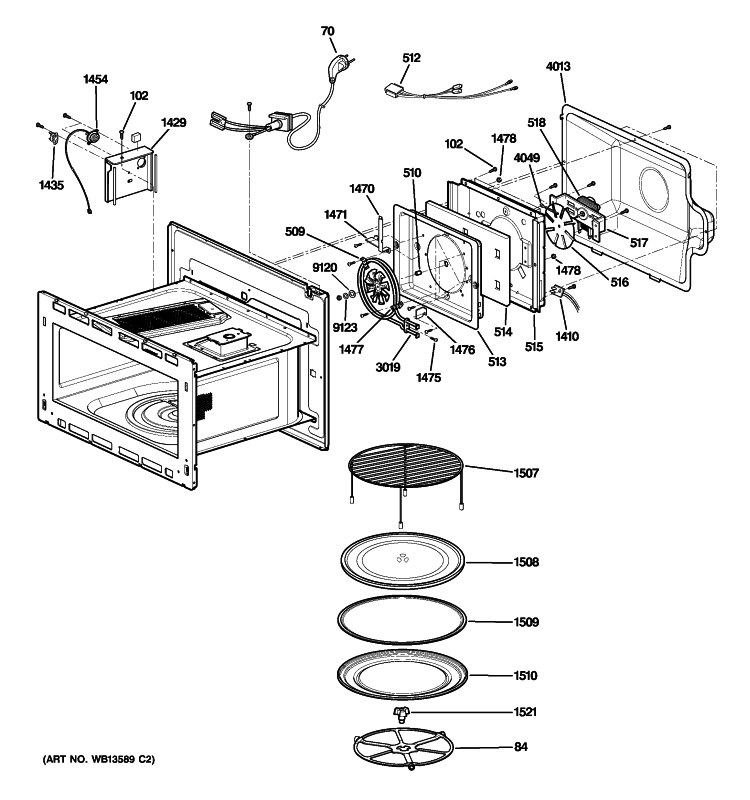 INTERIOR PARTS 2 Diagram and Parts List for PSB1001NSS01  General Electric Microwave