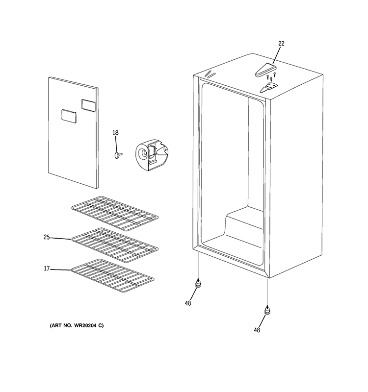 CABINET Diagram and Parts List for SFR03BAPABB  General Electric Refrigerator