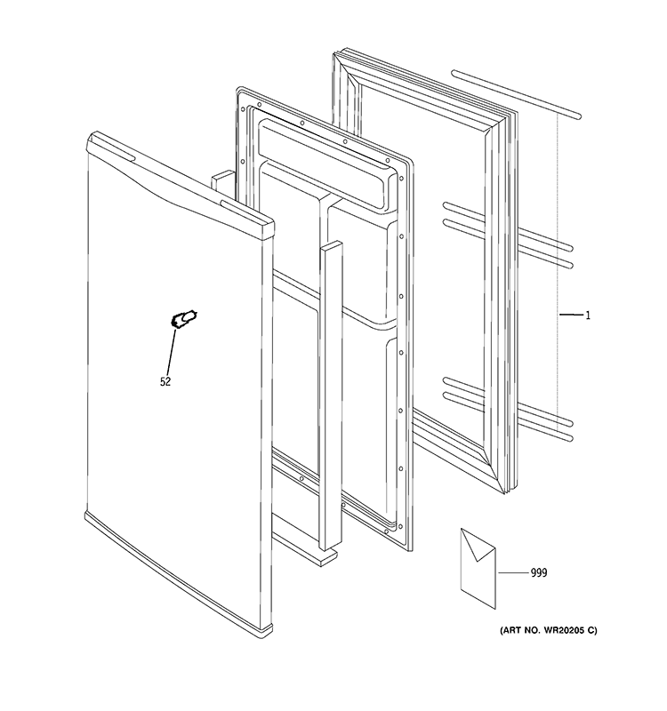 DOOR Diagram and Parts List for SFR03BAPAWW  General Electric Refrigerator