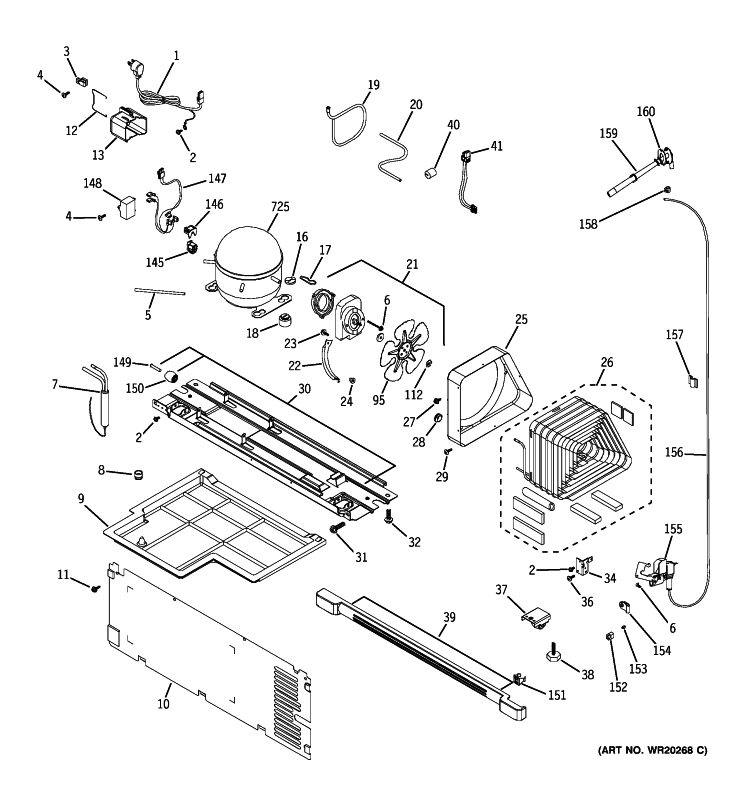 UNIT PARTS Diagram and Parts List for GTH21KCWABB  General Electric Refrigerator