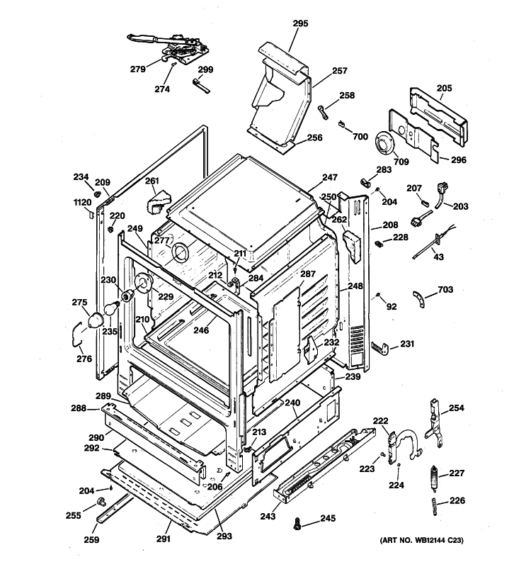 BODY PARTS Diagram and Parts List for RGB790SEP1SA  Hotpoint Range