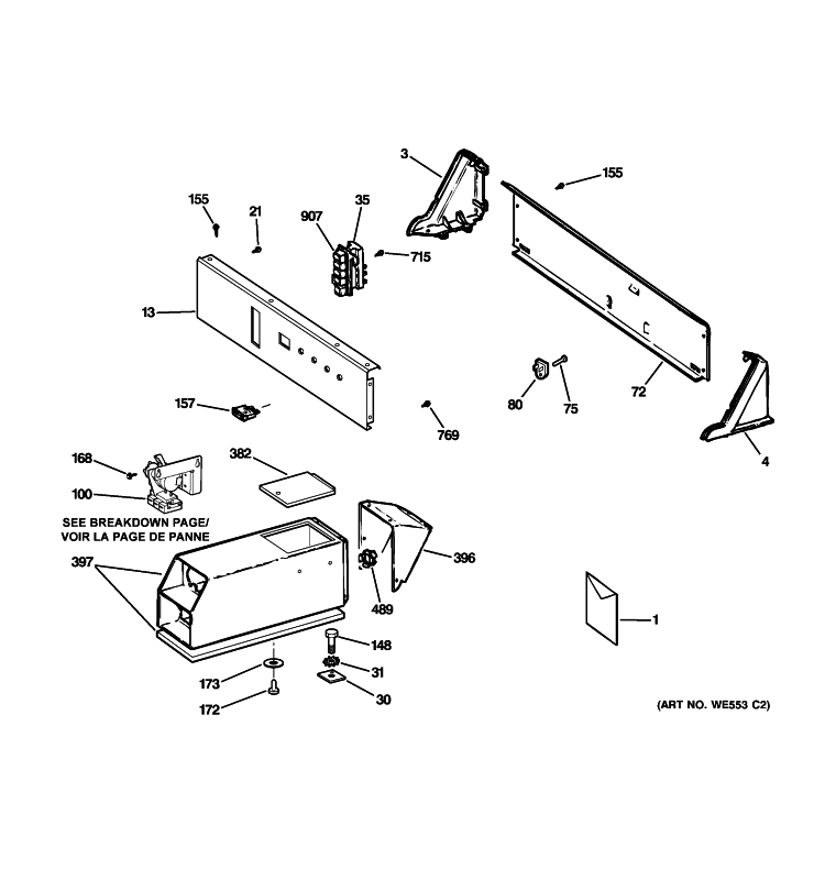 CONTROL PANEL & COIN BOX ASSEMBLY Diagram and Parts List for DCCB330GJ0WC  General Electric Dryer