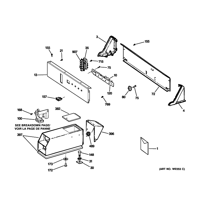 CONTROL PANEL & COIN BOX ASSEMBLY Diagram and Parts List for DCCD330EJ0WC  General Electric Dryer