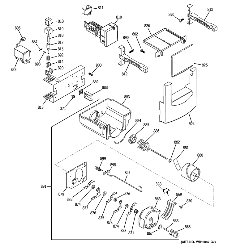 ICE MAKER & DISPENSER Diagram and Parts List for ZISB480DRA  General Electric Refrigerator