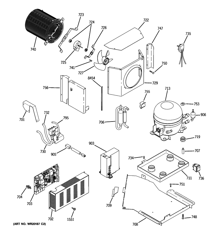SEALED SYSTEM & MOTHER BOARD Diagram and Parts List for ZISB480DRK  General Electric Refrigerator