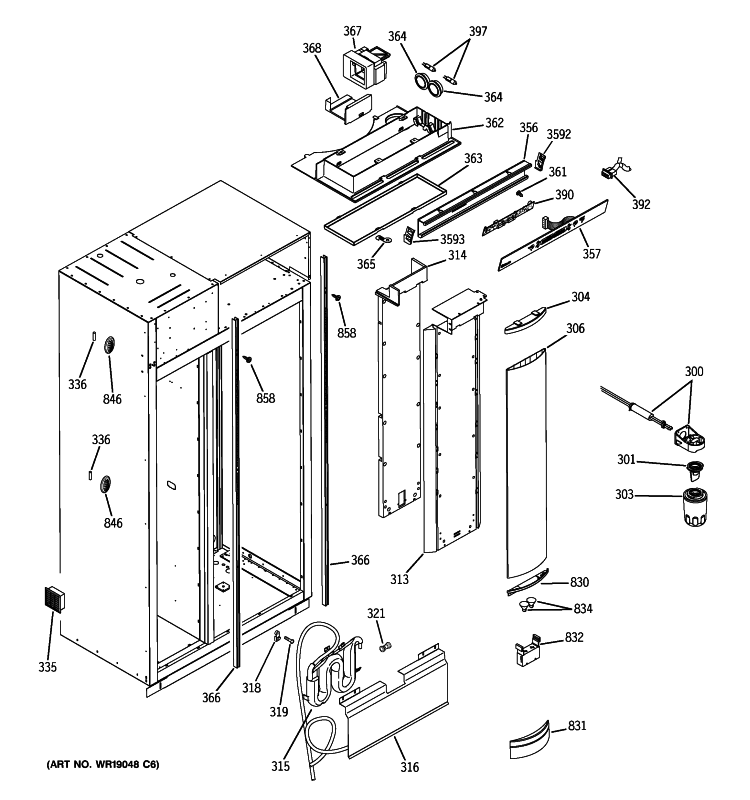 FRESH FOOD SECTION Diagram and Parts List for ZISB480DRK  General Electric Refrigerator