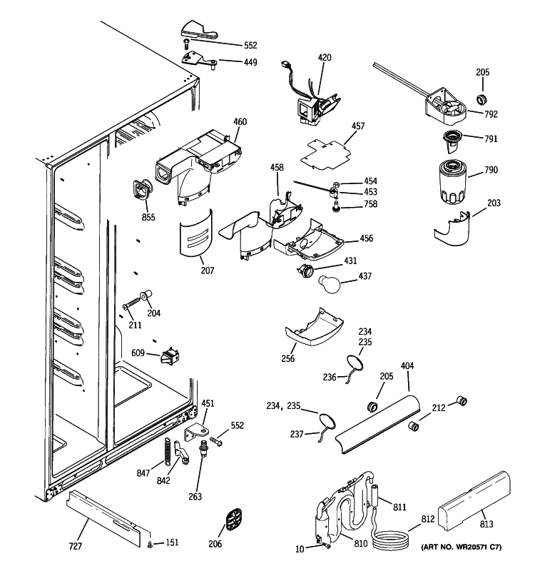 FRESH FOOD SECTION Diagram and Parts List for GCE21XGYAFNB  General Electric Refrigerator