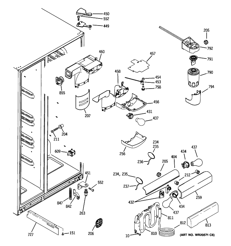 FRESH FOOD SECTION Diagram and Parts List for GSHS9NGYACSS  General Electric Refrigerator