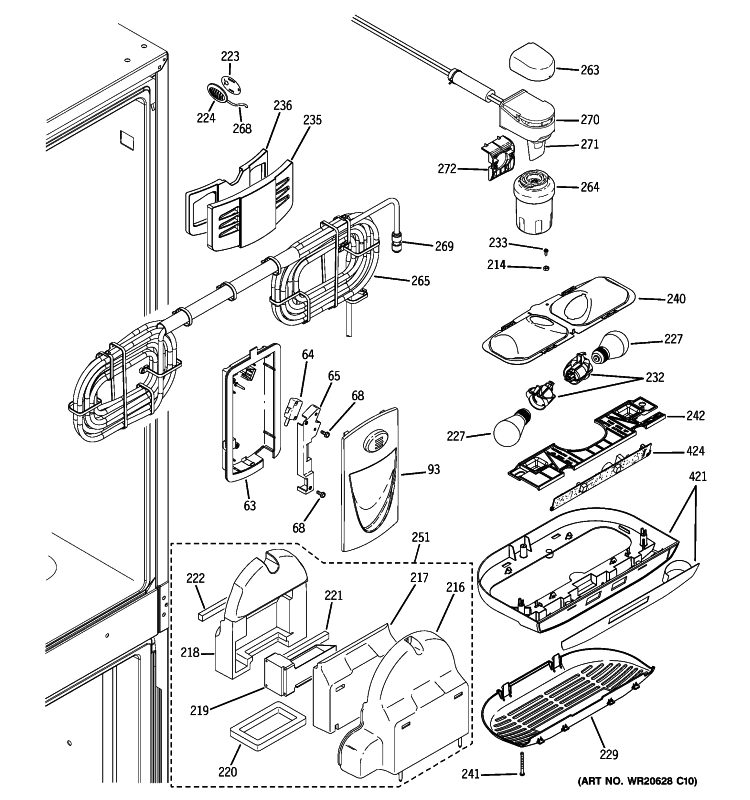 FRESH FOOD SECTION Diagram and Parts List for CFCP1NIYASS  General Electric Refrigerator