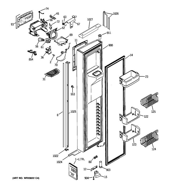FREEZER DOOR Diagram and Parts List for GIE21XGYAFKB  General Electric Refrigerator