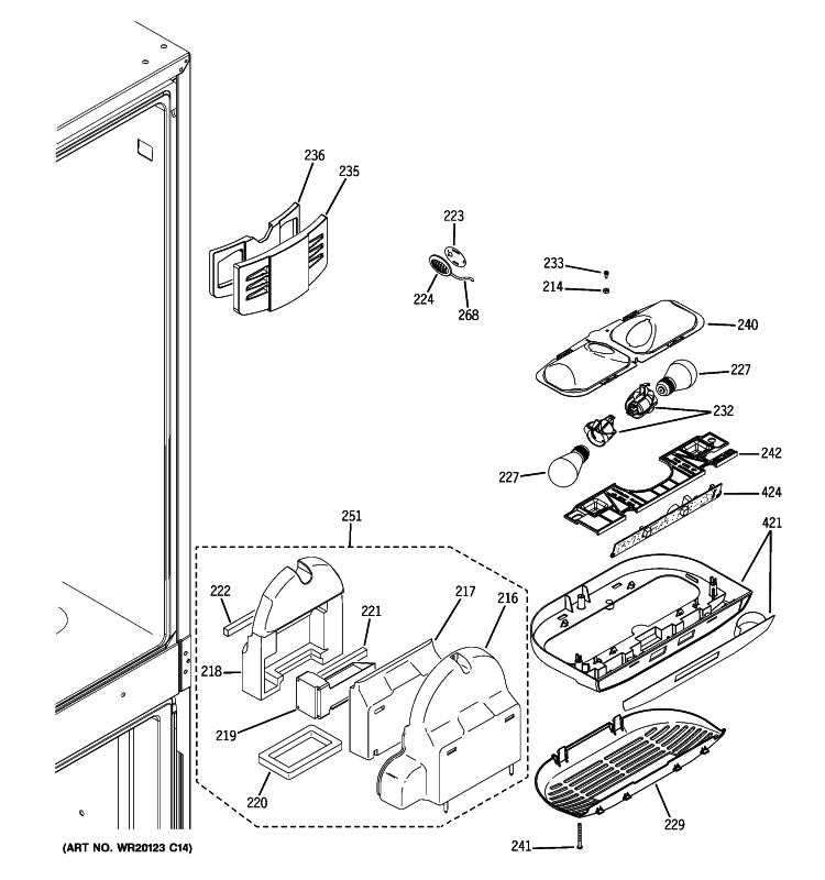 FRESH FOOD SECTION Diagram and Parts List for PDCS1NCYALSS  General Electric Refrigerator