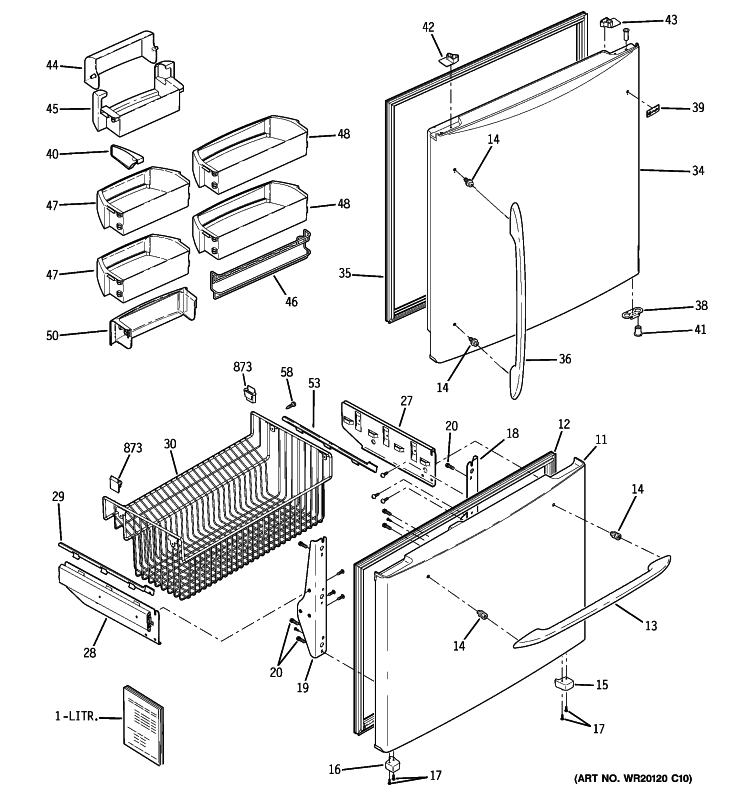 DOORS Diagram and Parts List for PDCS1NCYARSS  General Electric Refrigerator