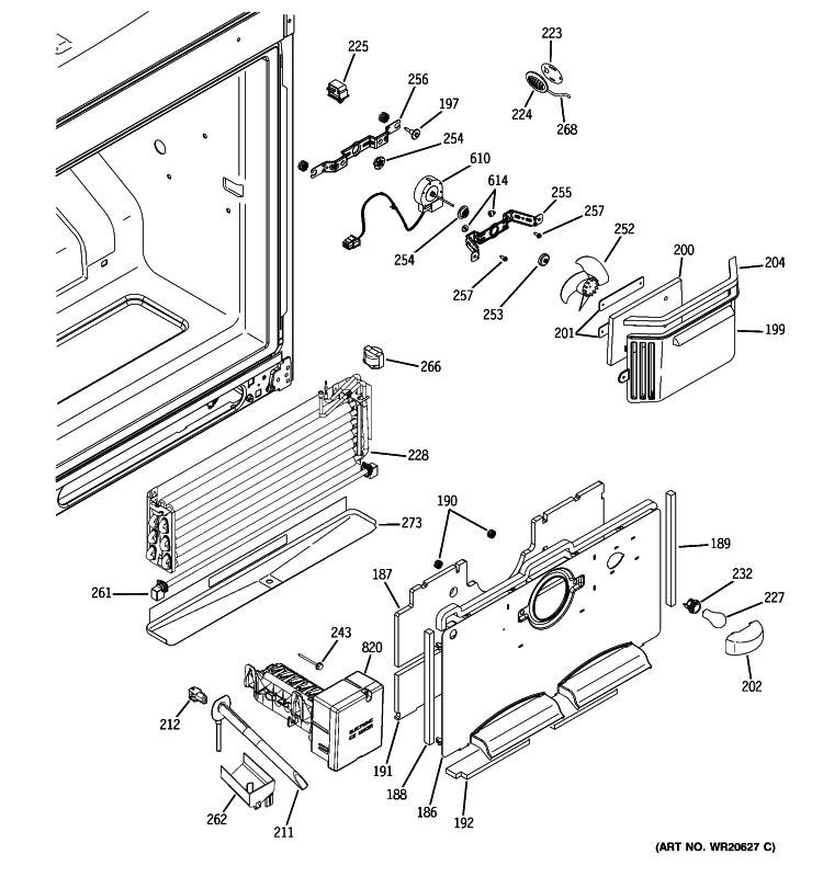 FREEZER SECTION Diagram and Parts List for PFCF1PJYAWW  General Electric Refrigerator