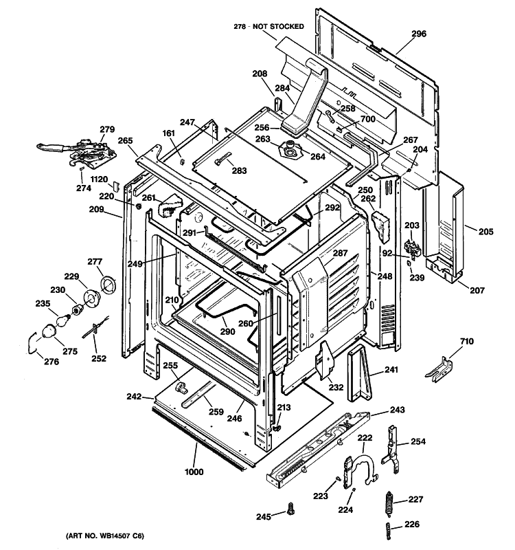 BODY PARTS Diagram and Parts List for JB600WK5WW  General Electric Range