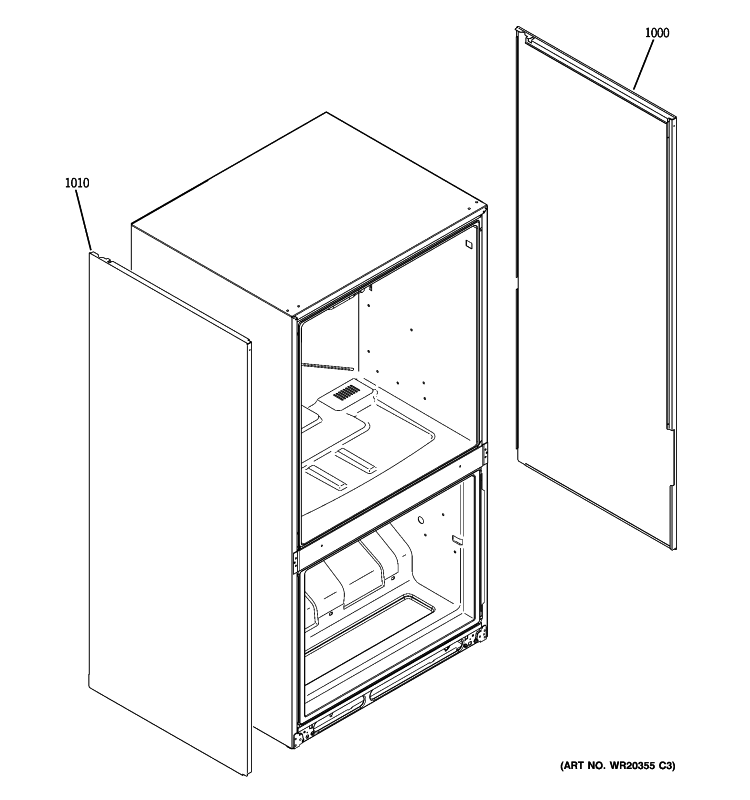 CLAD COMPONENTS Diagram and Parts List for CFCP1ZIYASS  General Electric Refrigerator